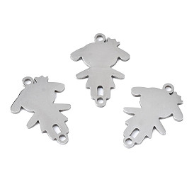 Ion Plating(IP) 201 Stainless Steel Connector Charms, Laser Cut, Girl