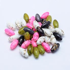 Spray Painted Drawbench Acrylic Beads, Oval