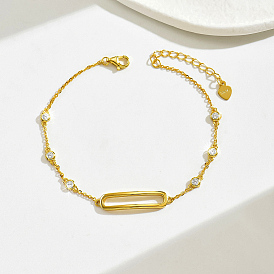 925 bracelets à maillons rectangulaires creux en argent sterling, bracelets chaîne câblée pour femmes