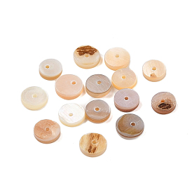 Natural Shell Bead Spacers, Disc/Flat Round, Heishi Beads, 7x1mm, Hole: 1mm, about 144pcs/bag