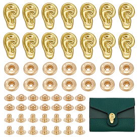 20Pcs Alloy Ear Shape Snap Buttons, Cotton-padded Clothes Coat Down Jacket Buckles