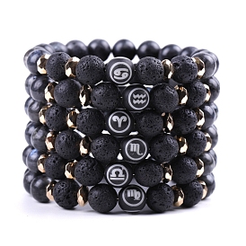 Bracelets extensibles en pierre de lave naturelle, bracelet constellation