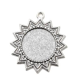 Tibetan Style Alloy Sun Pendant Cabochon Settings, Cadmium Free & Lead Free, Flat Round Tray: 25mm, 46x41x2mm, Hole: 3mm, about 125pcs/kg