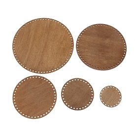 Wooden Crochet Basket Bottoms Set, Flat Round