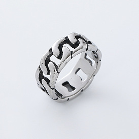 304 Stainless Steel Finger Rings for Men, Chain, Wide Band Rings