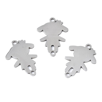 Ion Plating(IP) 201 Stainless Steel Connector Charms, Laser Cut, Girl