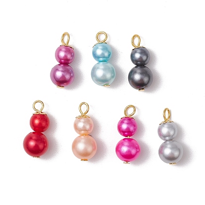 Подвески из искусственного жемчуга из окрашенного распылением АБС-пластика, с железными петлями, Горлянка