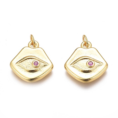 Brass Micro Pave Lavender Cubic Zirconia Charms, Long-Lasting Plated, Lip