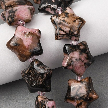 Природные родонит бисер нитей, звезда, с бисером