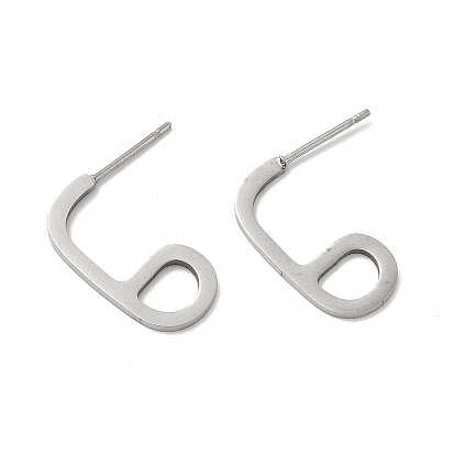 201 Stainless Steel Number 6 Stud Earrings with 304 Stainless Steel Pins for Women