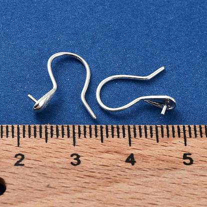 Sterling Silver Teardrop Earring Hooks, Ear Wire with Pinch Bails for Half Drilled Beads, with S925 Stamp