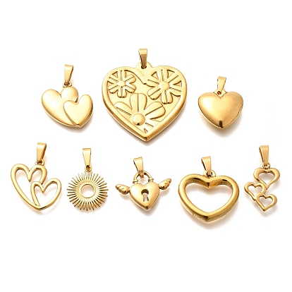304 подвески из нержавеющей стали, талисман в виде сердца и солнца