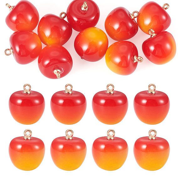 10пластиковые подвески, с золотистыми пластиковыми петлями ccb, черри прелести