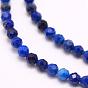 Natural Lapis Lazuli Beads Strands, Grade AA, Faceted, Round