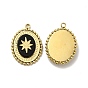 Natural Gemstone Pendants, Eight Pointed Star Charm, with Golden Tone 304 Stainless Steel Findings, Oval Shape