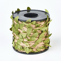 Leaf Trim Ribbon, with Jute String Twine, for DIY Craft Party Wedding Decoration