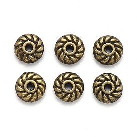 Tibetan Style Alloy Spacer Beads, Lead Free & Cadmium Free, Flat Round