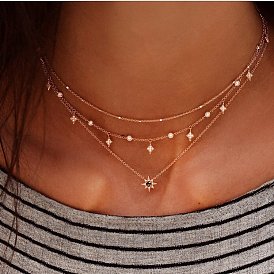Starry Multi-Layer Pendant Necklace for Women - Fashionable Jewelry Accessory