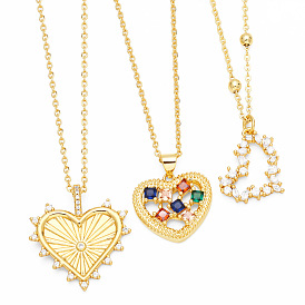 Heart-shaped Pendant Necklace with Micro-inlaid Zircon, Fashionable and Elegant Collarbone Chain