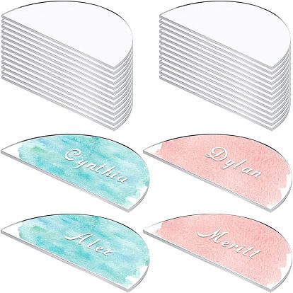 24 tarjeta de acrílico del lugar de la boda de las piezas, para la boda, fiestas, diy semicírculo en blanco números de mesa de acrílico signo de deseo