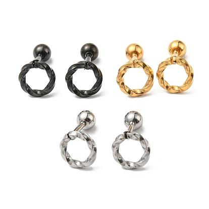 304 Stainless Steel Stud Earrings, Cartilage Earrings, Round Ring
