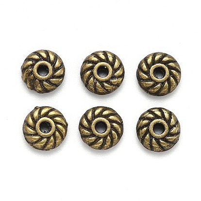 Tibetan Style Alloy Spacer Beads, Lead Free & Cadmium Free, Flat Round