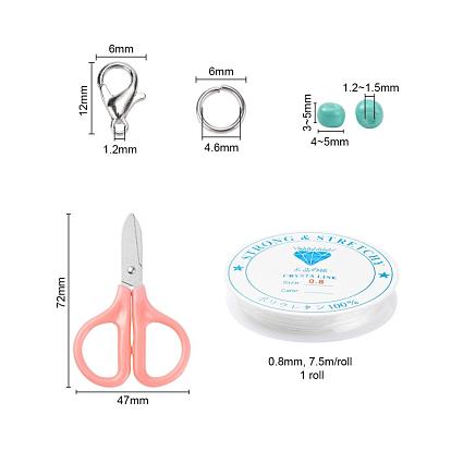 DIY Jewelry Making Kits, Including 2400~2880pcs 24 Color 6/0 Baking Paint Glass Seed Beads, Zinc Alloy Lobster Claw Clasps, Iron Open Jump Rings, Elastic Crystal Thread and Stainless Steel Scissors