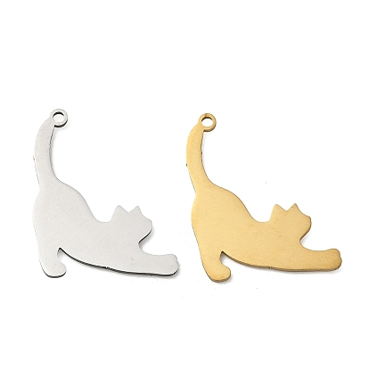201 Stainless Steel Pendants, Cat Shape Charms