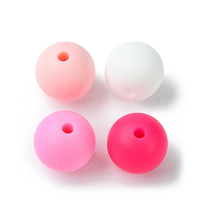 Round Food Grade Eco-Friendly Silicone Focal Beads, Chewing Beads For Teethers, DIY Nursing Necklaces Making