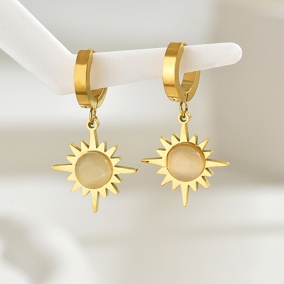 304 серьги-кольца в форме восьмиконечной звезды из нержавеющей стали