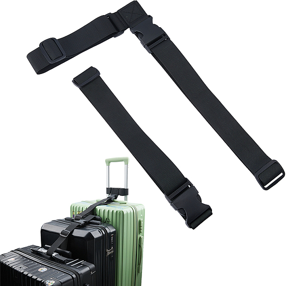 2Pcs Nylon Luggage Straps, with Plastic Buckles