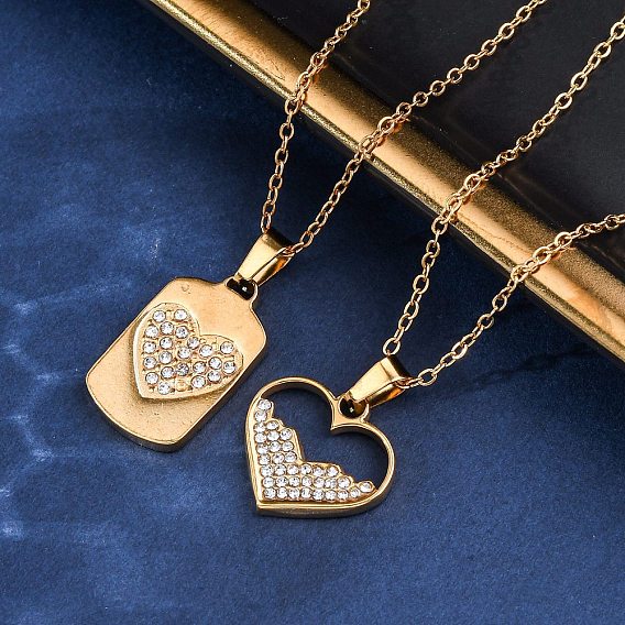 201 ожерелья из нержавеющей стали с подвесками из хрусталя и стразами для женщин, золотые