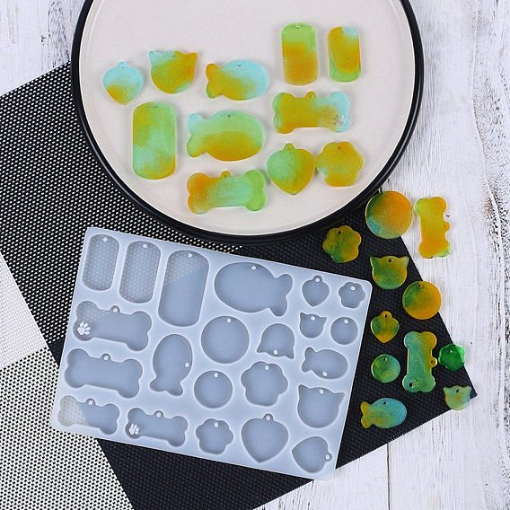 Кость/рыба/плоская круглая подвеска «сделай сам», силуэт, силиконовые формы, формы для литья смолы, для уф-смолы, изготовление изделий из эпоксидной смолы