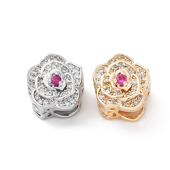 Латунные бусины, без кадмия, без никеля и без свинца, цветок, с кубического циркония