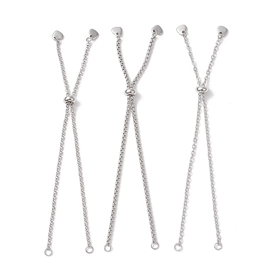 3 шт. 3 стили 304 изготовление браслетов из нержавеющей стали, венецианских цепей и цепей-роликов, с прыжковых колец