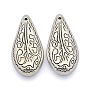 CCB Plastic Pendants, Carved Teardrop, 36x17x7mm, Hole: 1mm