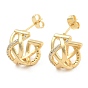 Brass Pave Clear Cubic Zirconia Stud Earrings, Toroidal