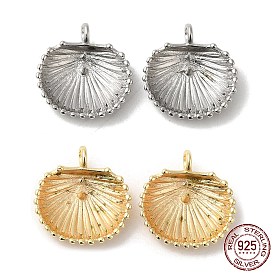 Rhodium Plated 925 Sterling Silver Charms, Shell Charm, with S925 Stamp