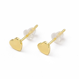 Brass Tiny Heart Stud Earrings for Women