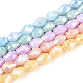 Антикоррозийные гальванические стеклянные бусины, имитация драгоценных камней, слеза, с покрытием AB цвета, граненые, два тона