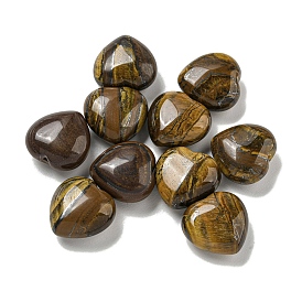 Natural Tiger Iron Beads, Half Drilled, Heart
