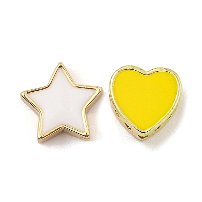 Стойки покрытие латунь эмаль бисер, долговечный, реальный 18 k позолоченный, сердце / звезда