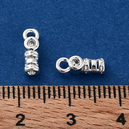 Brass Cord Ends, End Caps with Clear Cubic Zirconia, Column