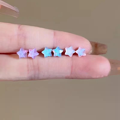 Star Resin Studs Earrings, with Rhodium Plated 925 Sterling Silver Pins