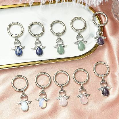 Подвески в виде обуви из натурального зеленого авантюрина, лазурита, розового кварца, аметиста и опалита, с пружинными кольцами из цинкового сплава