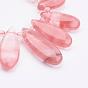 Cherry Quartz Glass Graduated Beads Strands, Top Drilled Beads, Teardrop and Round