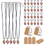 36Pcs Waxed Cord Necklace, with Alloy Enamel Pendants and Paper Card and Organza Bags, Rugby