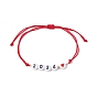 Heart with Word 2024 Acrylic Braided Bead Bracelet, Nylon Adjustable Bracelet