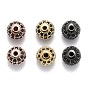 Rack Plating Brass Cubic Zirconia Beads, Long-Lasting Plated, Round
