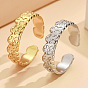 304 Stainless Steel Cuff Open Rings for Women, Flower